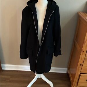 Ann Taylor Elegant Black Hooded Trench Coat